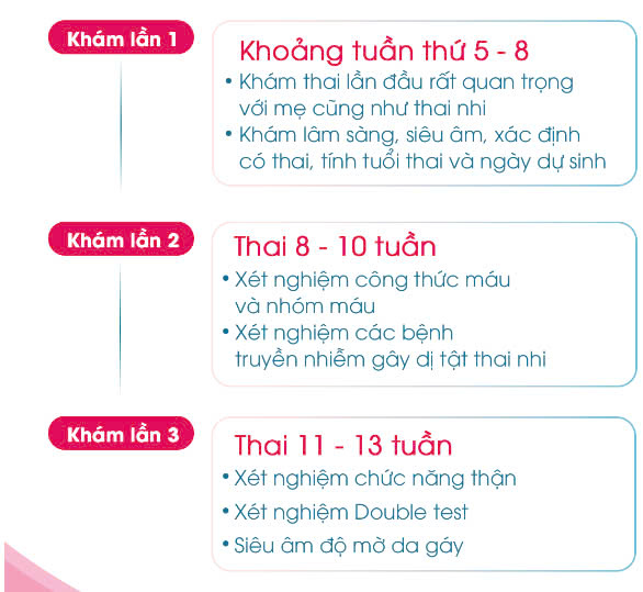 Các cột mốc khám thai thường qui